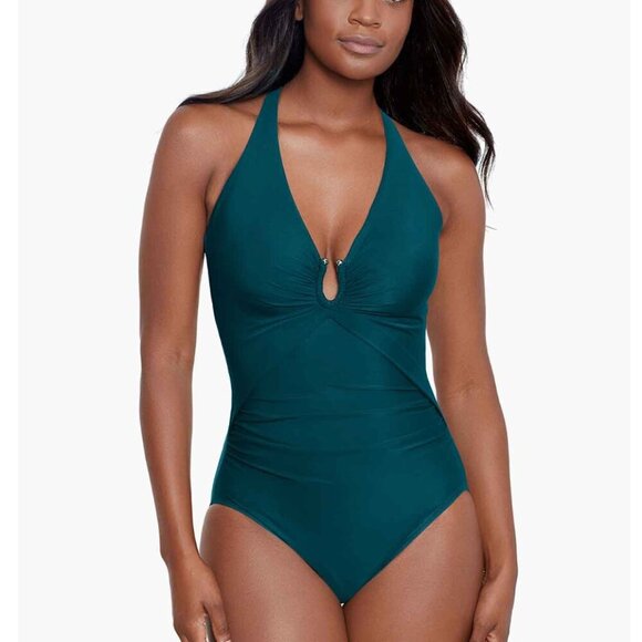 NWT Miraclesuit Miraclesuit Bling One Piece in Nova Green Size 10 - Picture 2 of 7